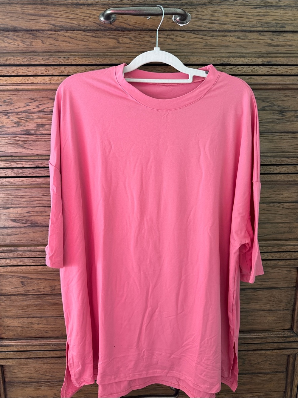 Relaxed Crewneck Short-Sleeve Top - Pink